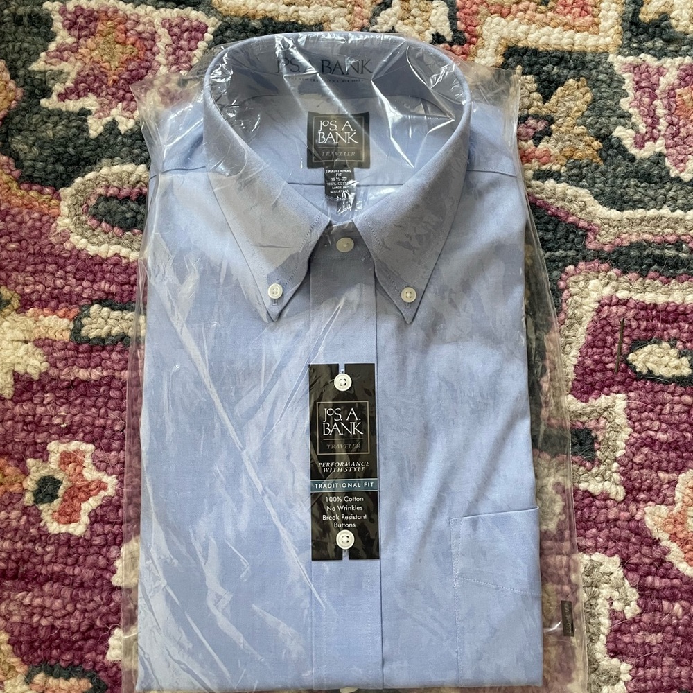 Joseph A Banks Blue Traveler Button Down Dress Shirt
